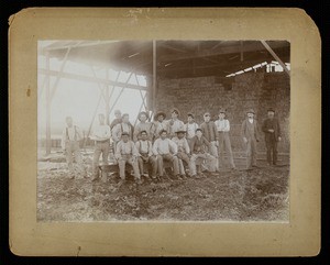 A bricklaying class, Los Angeles, photograph, circa 1900