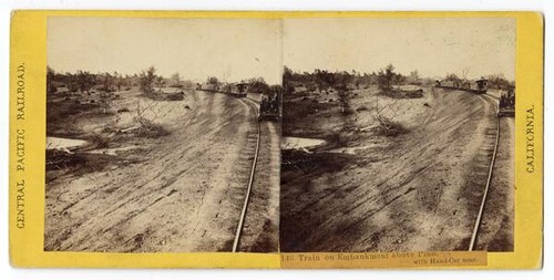 Train on Embankment above Pino, with Hand-car near