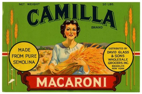 Camilla Brand macaroni, David Glass & Sons Wholesale Grocers, Inc., Brooklyn, New York