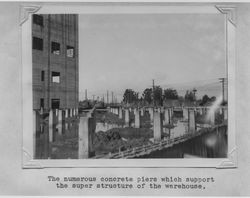 Concrete piers used in the construction of the Poultry Producers of Central California feed mill in Petaluma, California, 1938