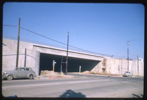 Overpass from surface street, probably the Harbor Freeway