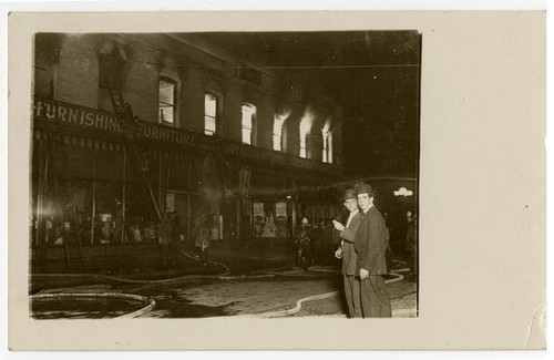 Dry goods store on fire, Los Angeles