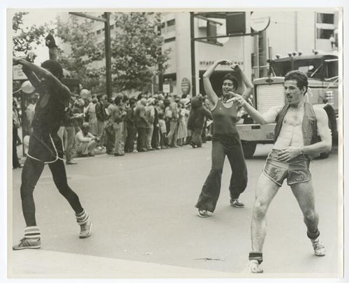 Dancers with the I-Beam Float on Market St