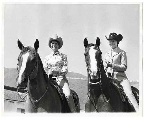 Linda Sudia riding Taylor King and Patty Burner riding Evil Keno