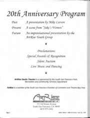 ArtRise Theatre 20th Anniversary, Celebrating 20 Years of Contributions to the Arts, April 28, 1995