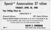 Special Annexation Election, Tuseday, April 25, 1950