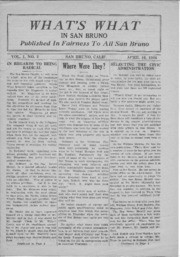 What's What In San Bruno, Vol. 1, No. 2, April 10, 1926