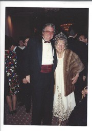 Mayor Bob Marshall with Edith Cook, San Bruno's 75th Anniversary Celebration, 1989