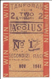 Betting Slip for Tanforan Race Track, November 1, 1941