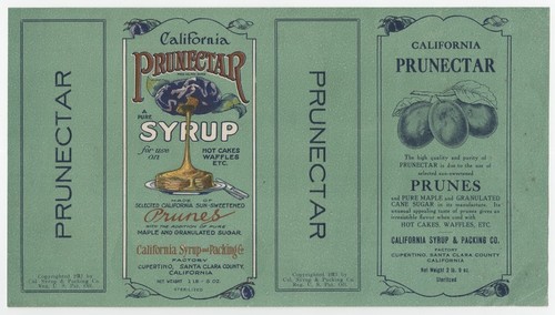 [Box label for California Prunectar syrup]