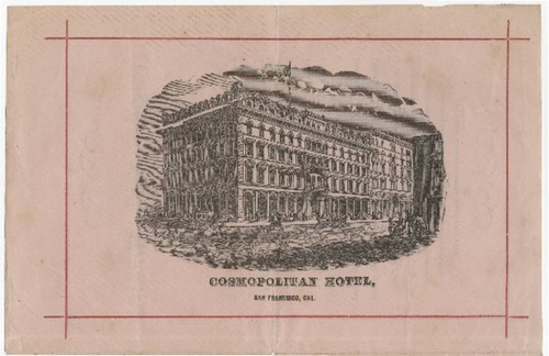 Cosmopolitan Hotel menu : Sept. 16th, 1876