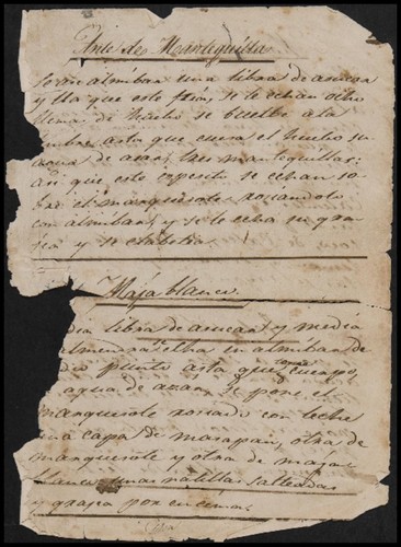 [Nineteenth-century Mexican cookery manuscript], between 1800 and 1830