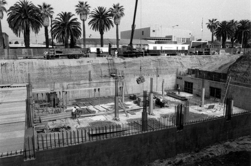 Civic Center, foundation construction, Inglewood, California