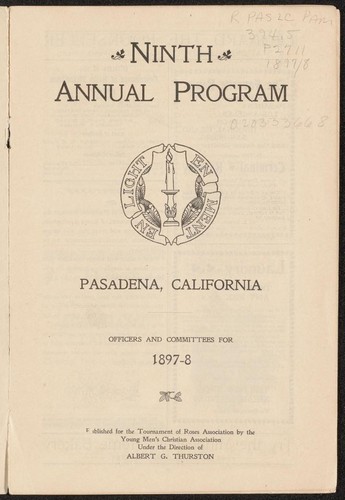 Tournament of Roses program, 1898