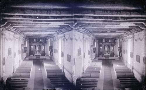 Stereoscopic View of San Buenaventura Mission Interior