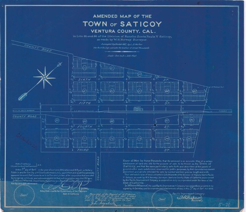 Amended Map of the Town of Saticoy, Being Part of Rancho Santa Paula y Saticoy