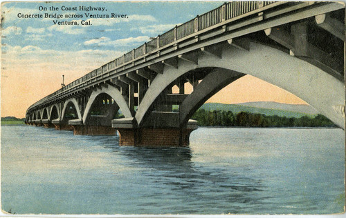 Postcard of Concrete Bridge Across Ventura River
