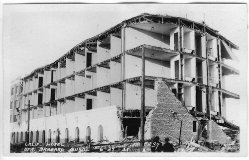 California Hotel, Santa Barbara Earthquake Damage