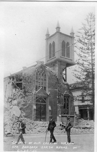 Church of Our Lady of Sorrow, Santa Barbara Earthquake Damage