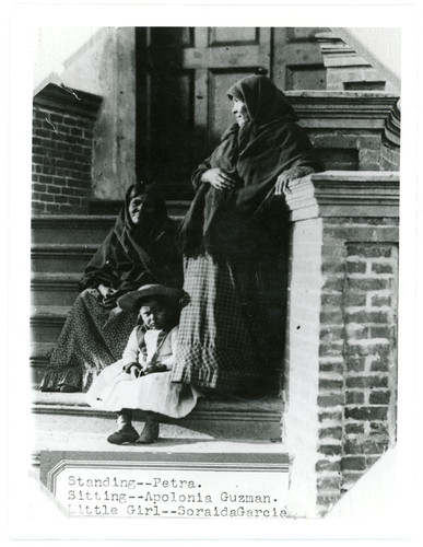 Chumash Basketmakers and Little Girl on Mission Steps