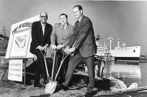 Ray Prueter, Robert Jennings, and Tom Laubacher at Groundbreaking for Hueneme Harbor Expansion