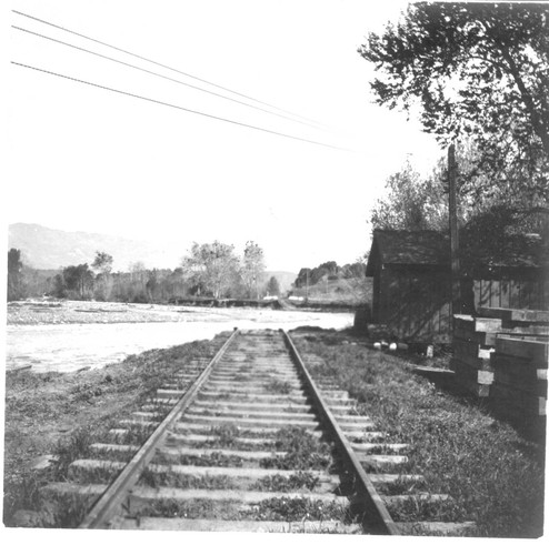 Train tracks covered during Ventura River flood