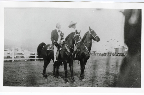 A. L. Hobson and Tom Mix at the Ventura County Fairgrounds, 1921