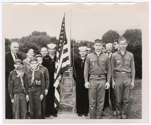 Boy Scouts and Navy Personnel at Monument