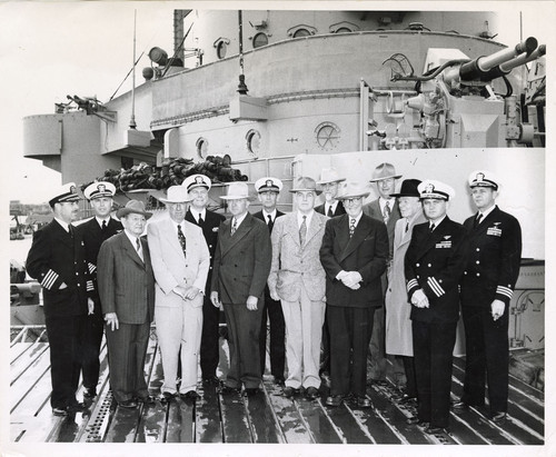 Captain John Quinn and Guests on U.S.S. Norton Sound AV-11