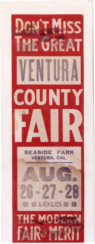 Ventura County Fair Poster, 1915