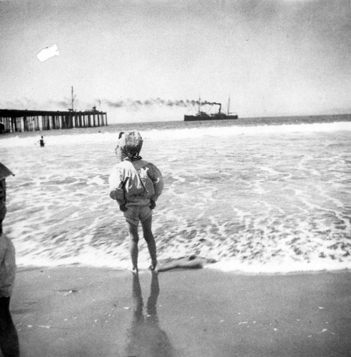 Child Watching Steamer Depart Ventura Wharf