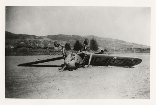 Ryan PT-22 Airplane on its Back at Basolo Field