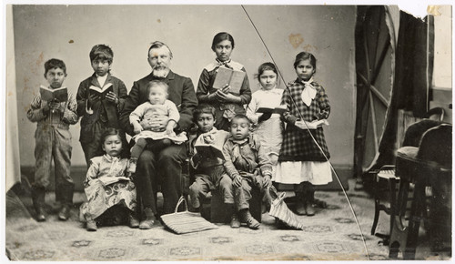 Native American Children with Missionary Teacher