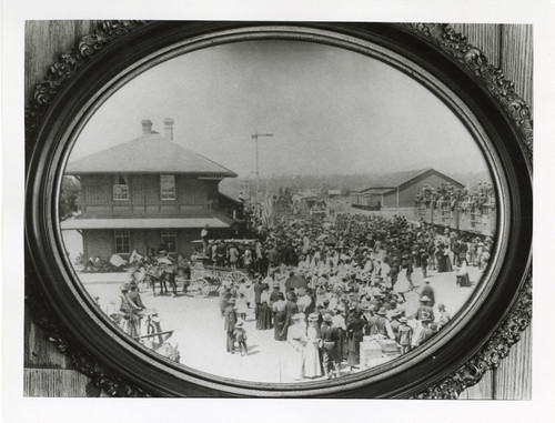 Santa Paula Railroad Station in Oval Frame