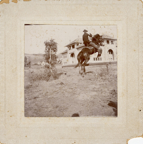 Man on Horseback Outside Ventura High School