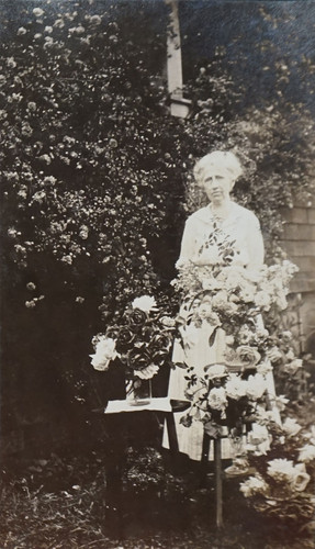 Mrs. E.W. Daily Outside in Rose Garden