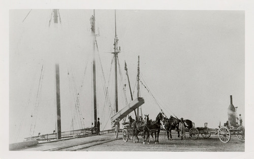 Unloading Lumber on Ventura Wharf, 1874