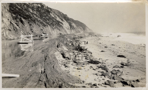 Caution Signs on Wet Highway 101, 1926