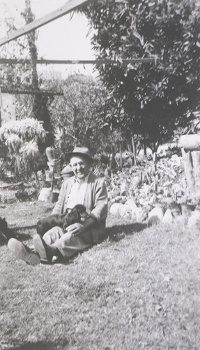 Charles Zapf Sitting with Schnaps the Dog