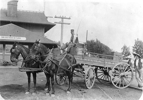 Ventura Train Depot with Transport Wagon in Front