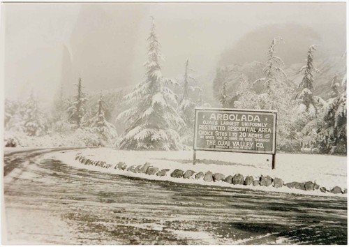 Snowy Arbolada Entrance, Ojai