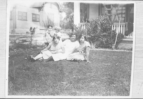 Group Photo, Women and Children on a Front Lawn
