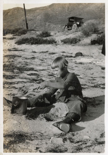 DeLee Playing on Beach, Three Photos