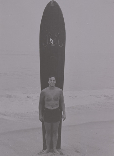 Chuck Fisher and Surfboard