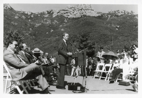 Senator Pete Wilson at Ceremony for Turning over Circle X Ranch to Santa Monica National Recreation Area