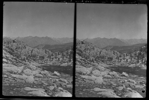 "View from Granite Pass, Middle Fork Canyon in distance"