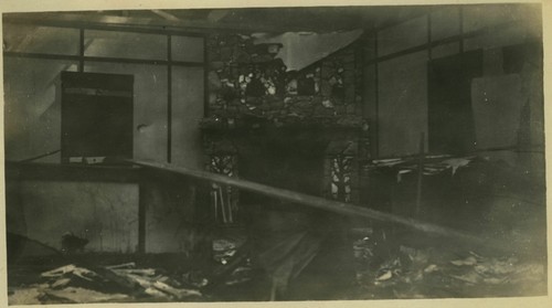 Interior of studio after damage