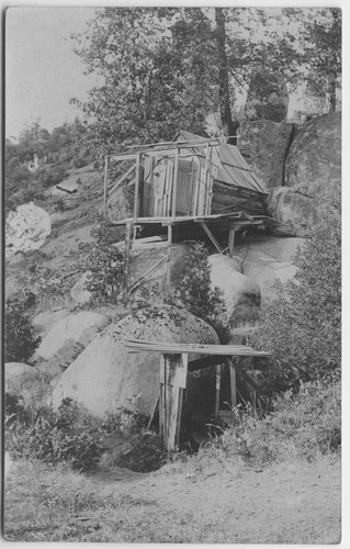 Shack built onto boulders