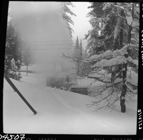 Winter Scenes, Grant Village in heavy snow. Record Heavy Snow. Buildings and Utilities. Vehicles and Equipment