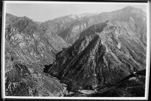 MIddle Fork Kings River Canyon, view up canyon. Misc. Peaks, Wren Peak